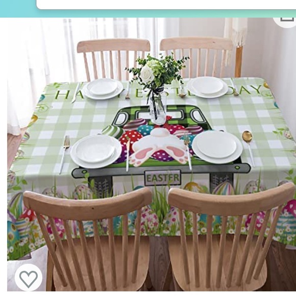 Easter Tablecloth Washable Fabric Rectangle/Farm Trucks Bunny Tail - Picture 5 of 11